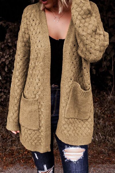 Strickjacke mit offener Vorderseite, überschnittenen Schultern und Taschen
