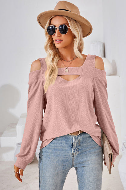 T-Shirt mit Cut-Out, eckigem Ausschnitt und Cold-Shoulder-Design