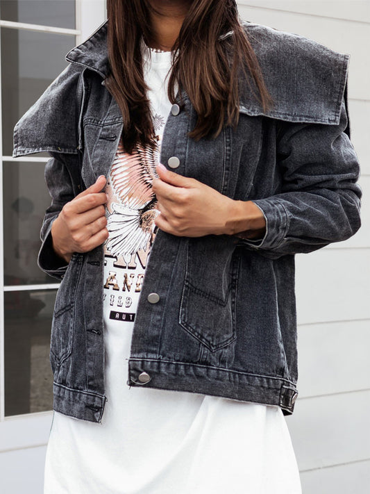 Jeansjacke mit Knopfleiste und Kragen