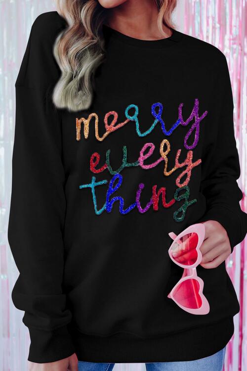 Sweatshirt mit Buchstaben Grafik und tief angesetzten Schultern