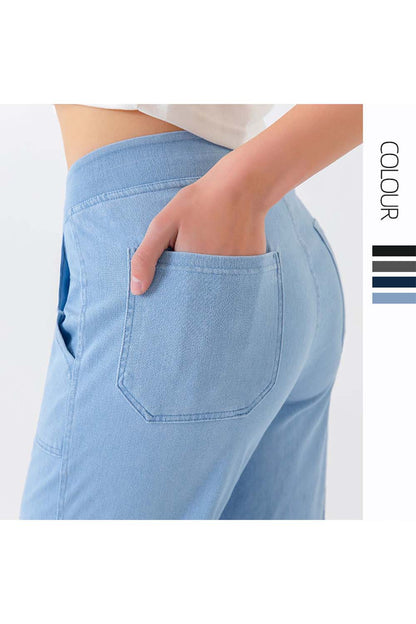 Lange Jeans mit geknöpften Taschen