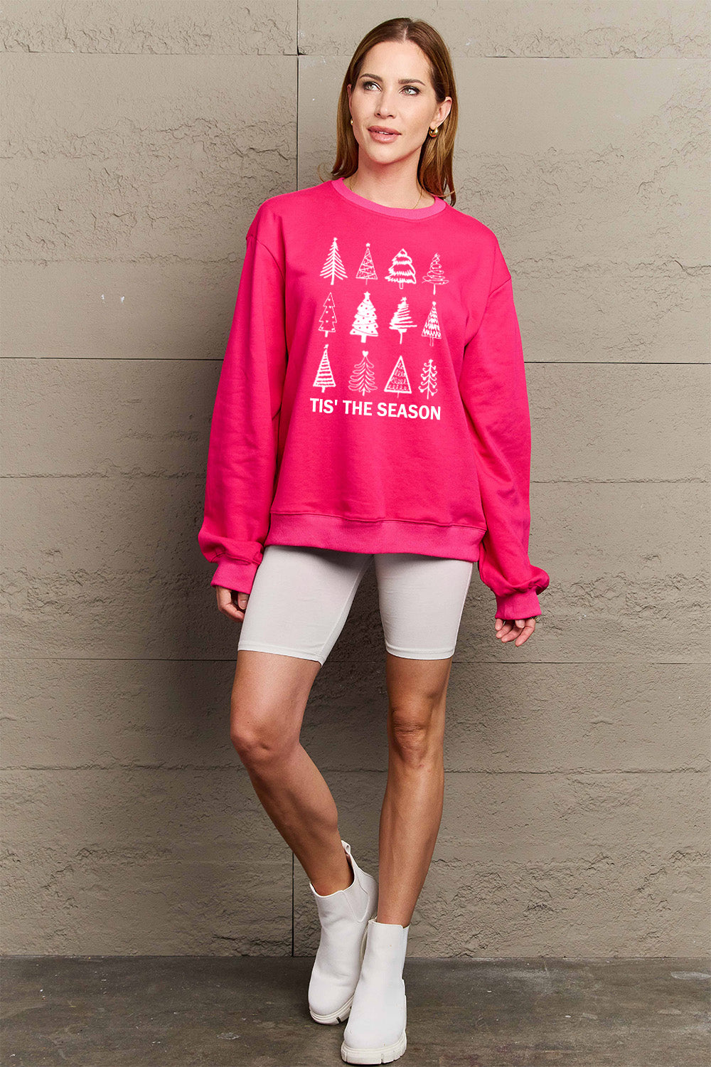 Simply Love Sweatshirt in voller Größe mit Weihnachtsbaum-Grafik