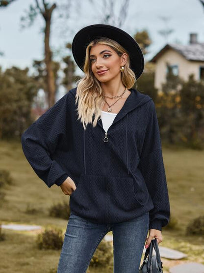 Langärmlige Jacke mit Reißverschluss und Kordelzug