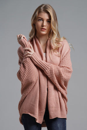 Double Take – Langer Cardigan mit Dolman-Ärmeln und offener Vorderseite und geripptem Rand