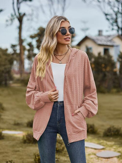 Langärmlige Jacke mit Reißverschluss und Kordelzug