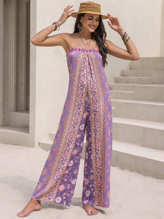 Jumpsuit mit weitem Bein und Print zum Binden