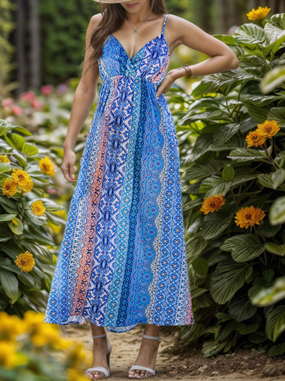 Rückenfreies, bedrucktes Camisole-Kleid mit Überwurf