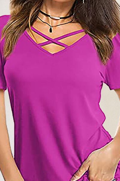 Camiseta de manga corta cruzada