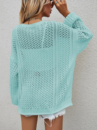 Strickjacke mit durchbrochener Knopfleiste vorne