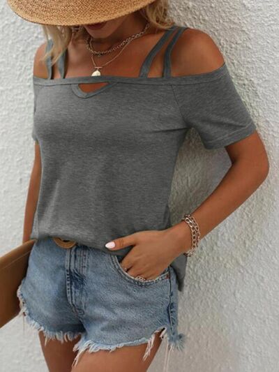 Kurzärmliges T-Shirt mit doppelten Spaghettiträgern