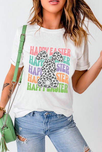 HAPPY EASTER T-Shirt mit Rundhalsausschnitt und kurzen Ärmeln