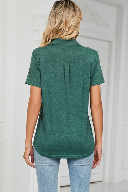 Kurzärmlige Bluse mit Johnny-Kragen