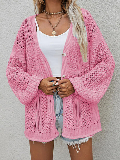 Strickjacke mit durchbrochener Knopfleiste vorne