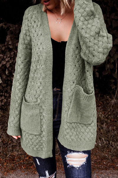 Strickjacke mit offener Vorderseite, überschnittenen Schultern und Taschen