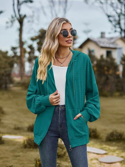 Langärmlige Jacke mit Reißverschluss und Kordelzug