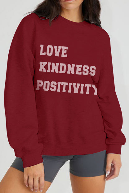 Simply Love – Sweatshirt mit Grafik „LOVE KINDNESS POSITIVITY“ in voller Größe