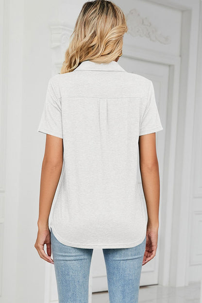 Kurzärmlige Bluse mit Johnny-Kragen