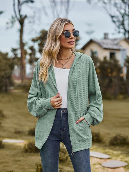 Langärmlige Jacke mit Reißverschluss und Kordelzug