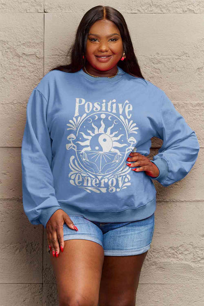 Simply Love Sweatshirt mit Grafik „POSITIVE ENERGY“ in voller Größe