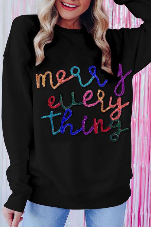 Sweatshirt mit Buchstaben Grafik und tief angesetzten Schultern