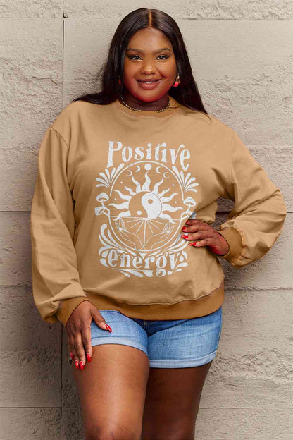 Simply Love Sweatshirt mit Grafik „POSITIVE ENERGY“ in voller Größe