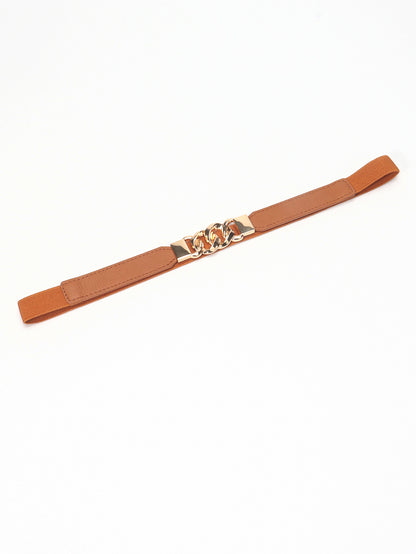 Elastischer PU-Gürtel mit Schnalle aus Zinklegierung