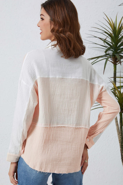 Hemd mit überschnittenen Schultern und Farbblockdesign