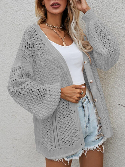 Strickjacke mit durchbrochener Knopfleiste vorne