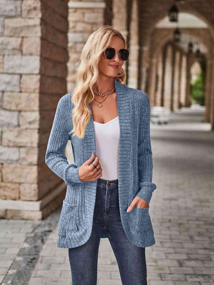 Strickjacke mit offener Vorderseite und Taschen