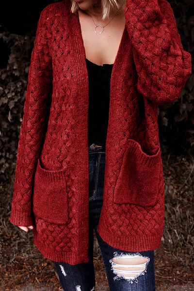 Strickjacke mit offener Vorderseite, überschnittenen Schultern und Taschen