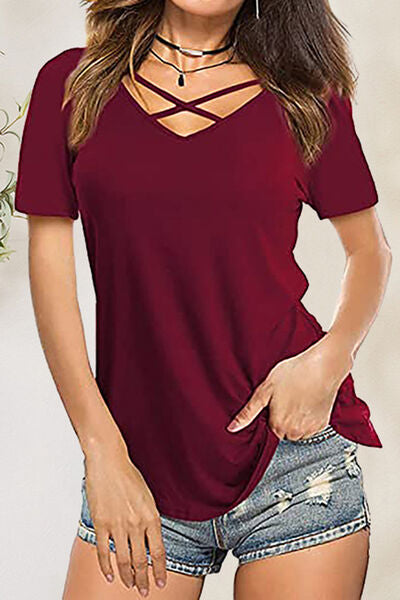 Camiseta de manga corta cruzada