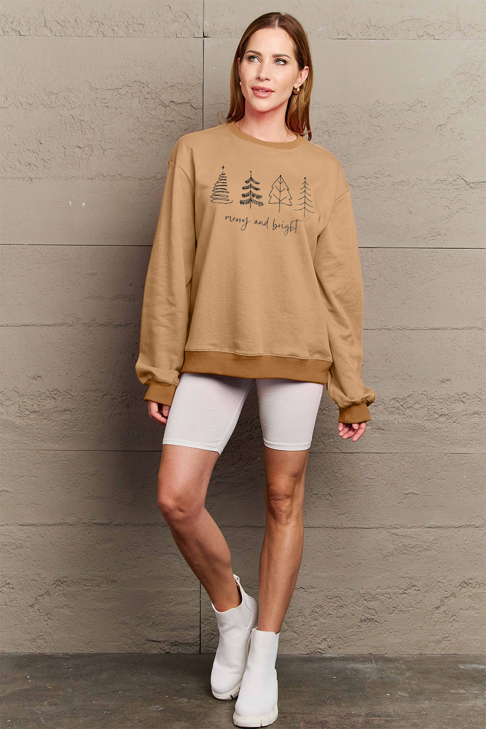 Simply Love – Sweatshirt mit Aufdruck „MERRY AND BRIGHT“ in voller Größe