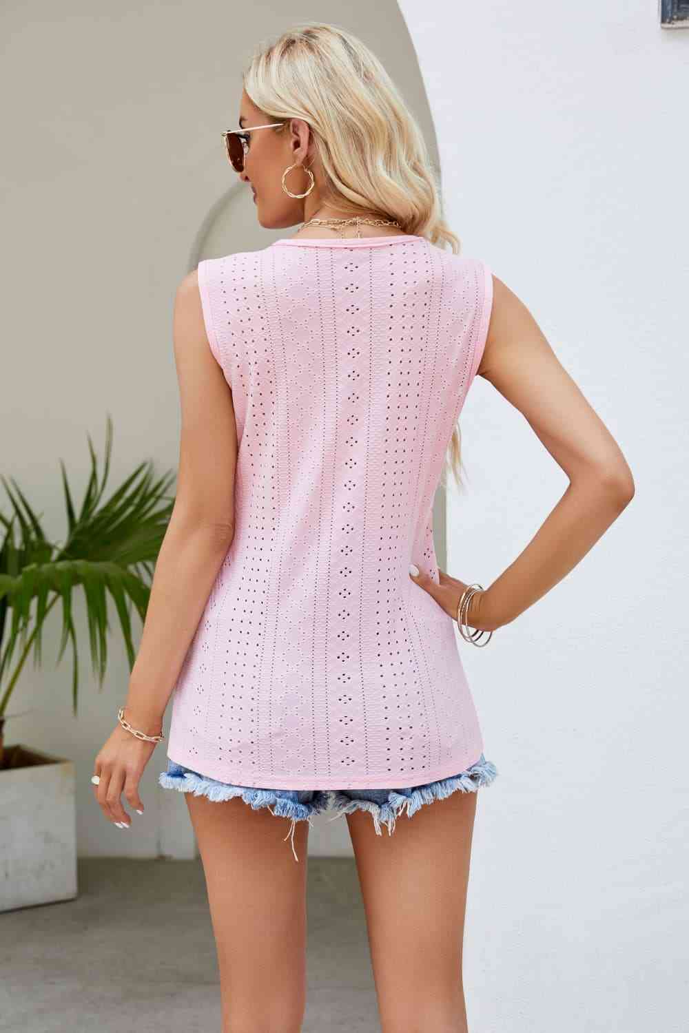 Tanktop mit V-Ausschnitt und gespleißter Spitze