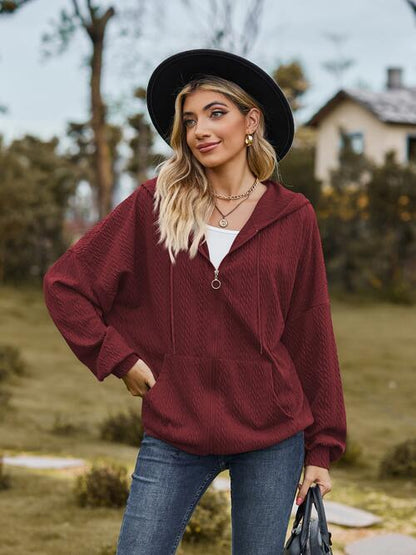 Langärmlige Jacke mit Reißverschluss und Kordelzug