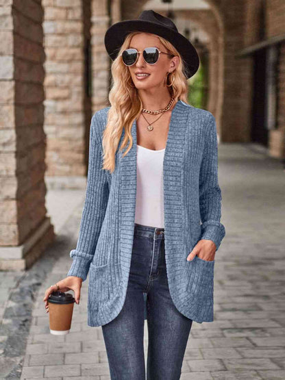 Strickjacke mit offener Vorderseite und Taschen